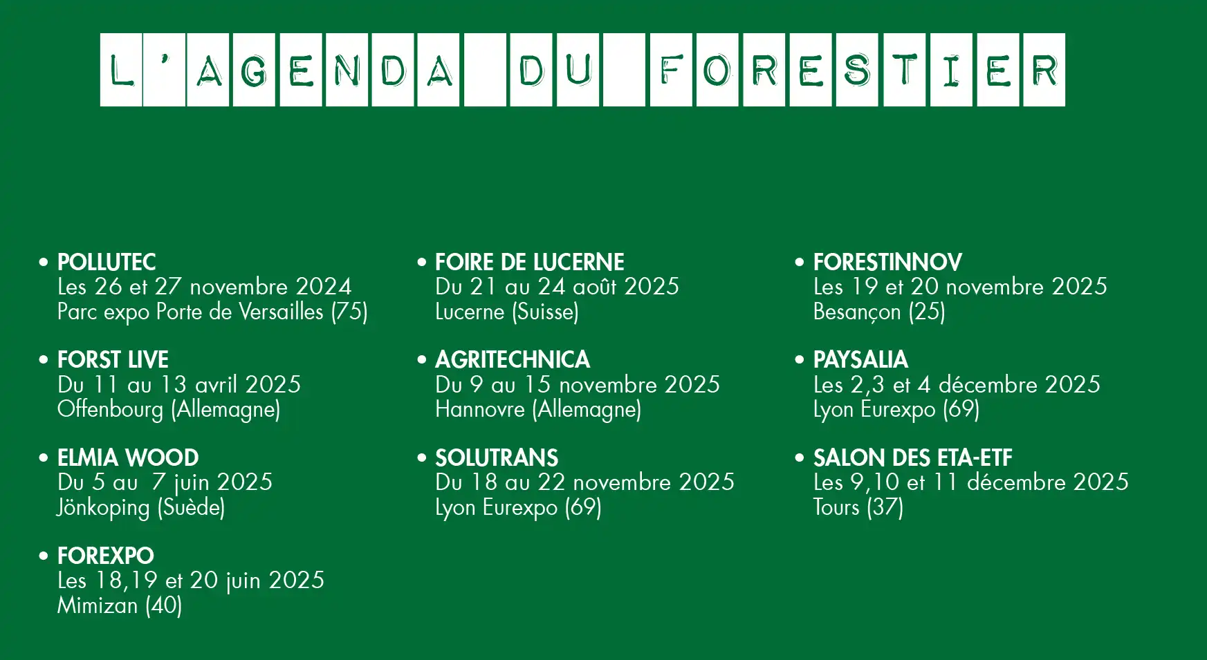 image AGENDA du forestier nov 2024